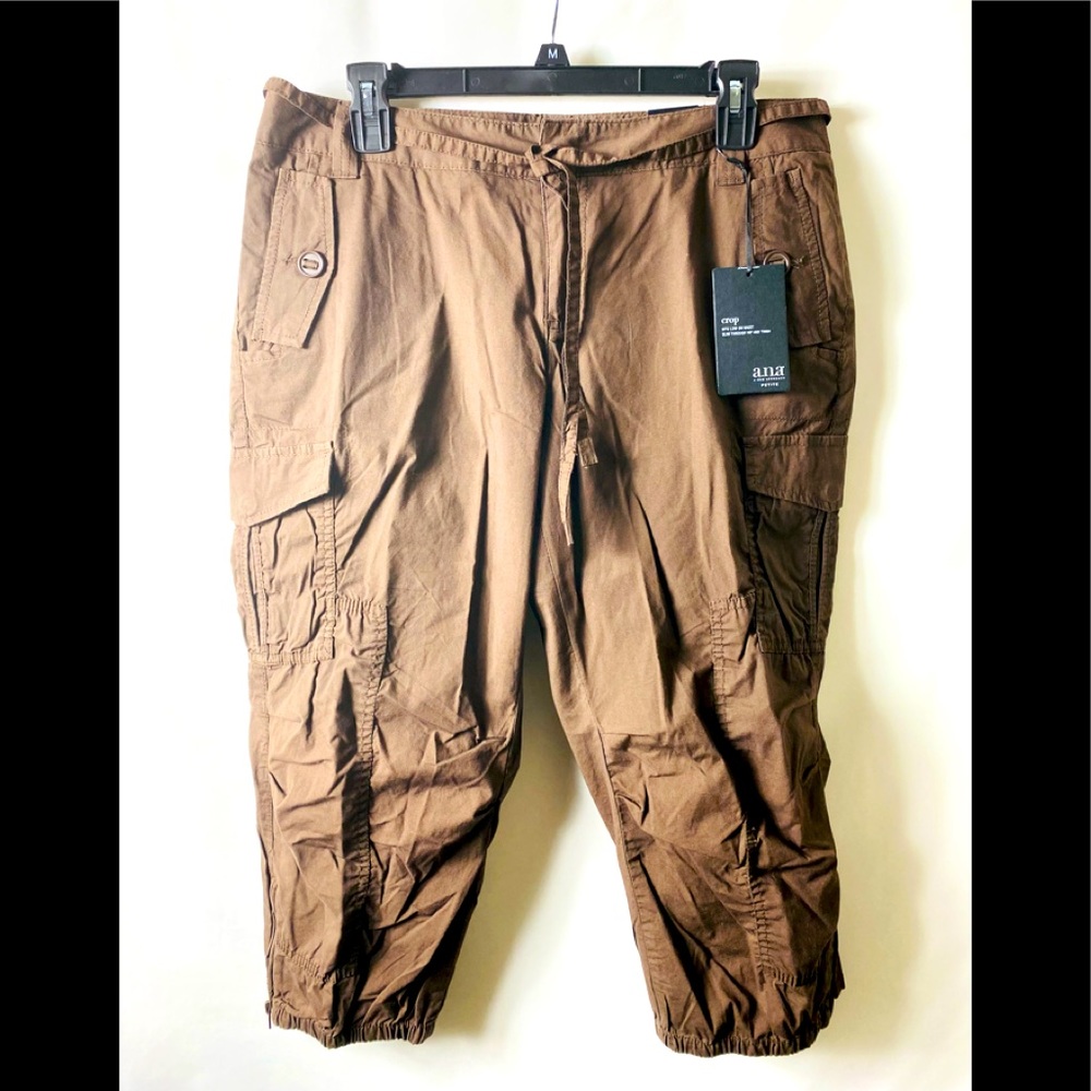 A.N.A A New Approach Petite Women's Capri  Sz 12P Chocolate Chip NWT  34” Waist